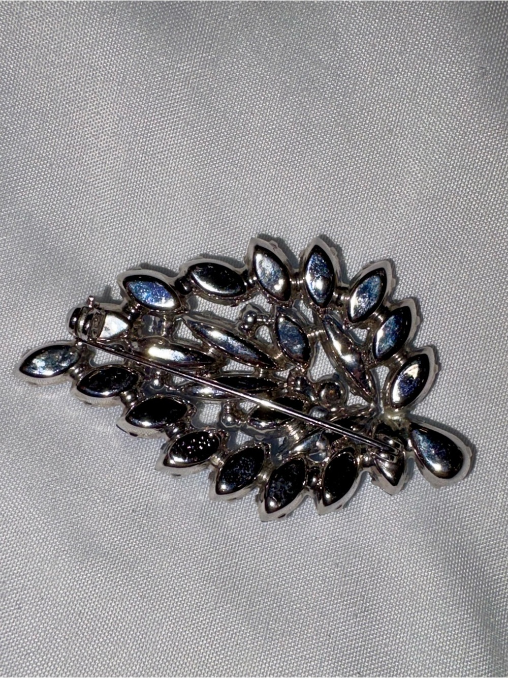 Vintage WEISS Blue Rhinestone Floral Spray Brooch Signed 1950s - Picture 5 of 6